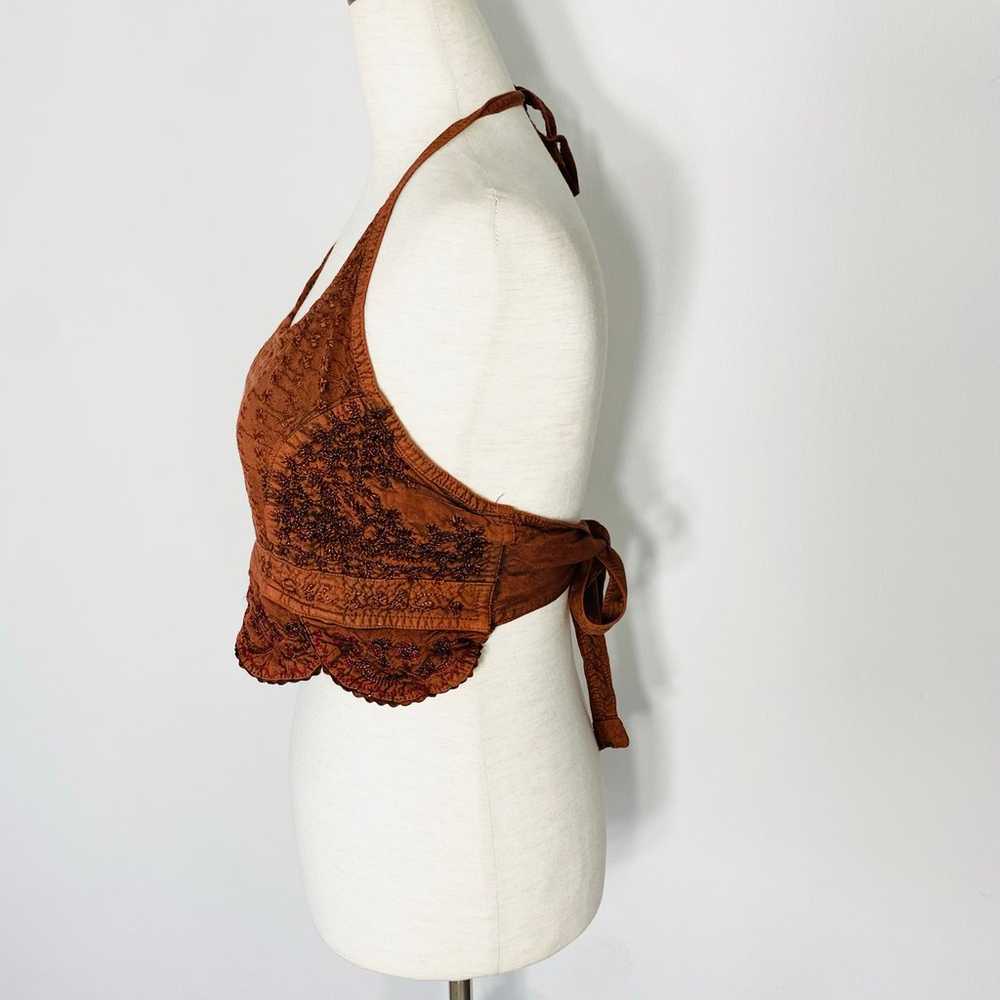 Vintage Fashion Terminal halter crop top XL brown… - image 3