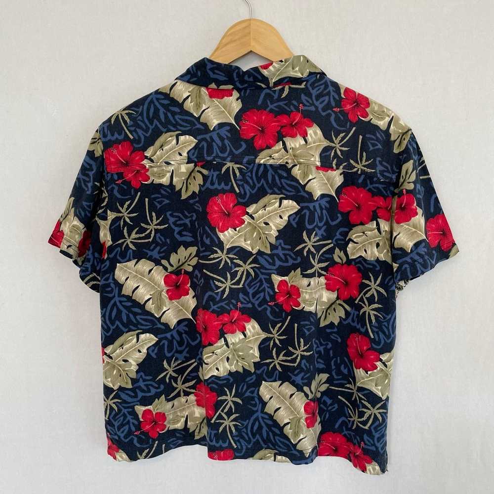 Island Traders Hawaiian Cropped Camp Shirt Red Hi… - image 4