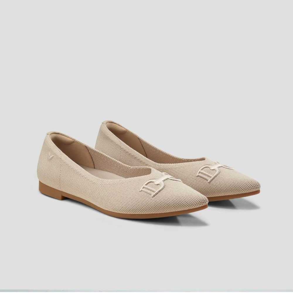 VIVAIA Pointed Toe Flat Shoes Knit Pumps 22 Beige - image 2