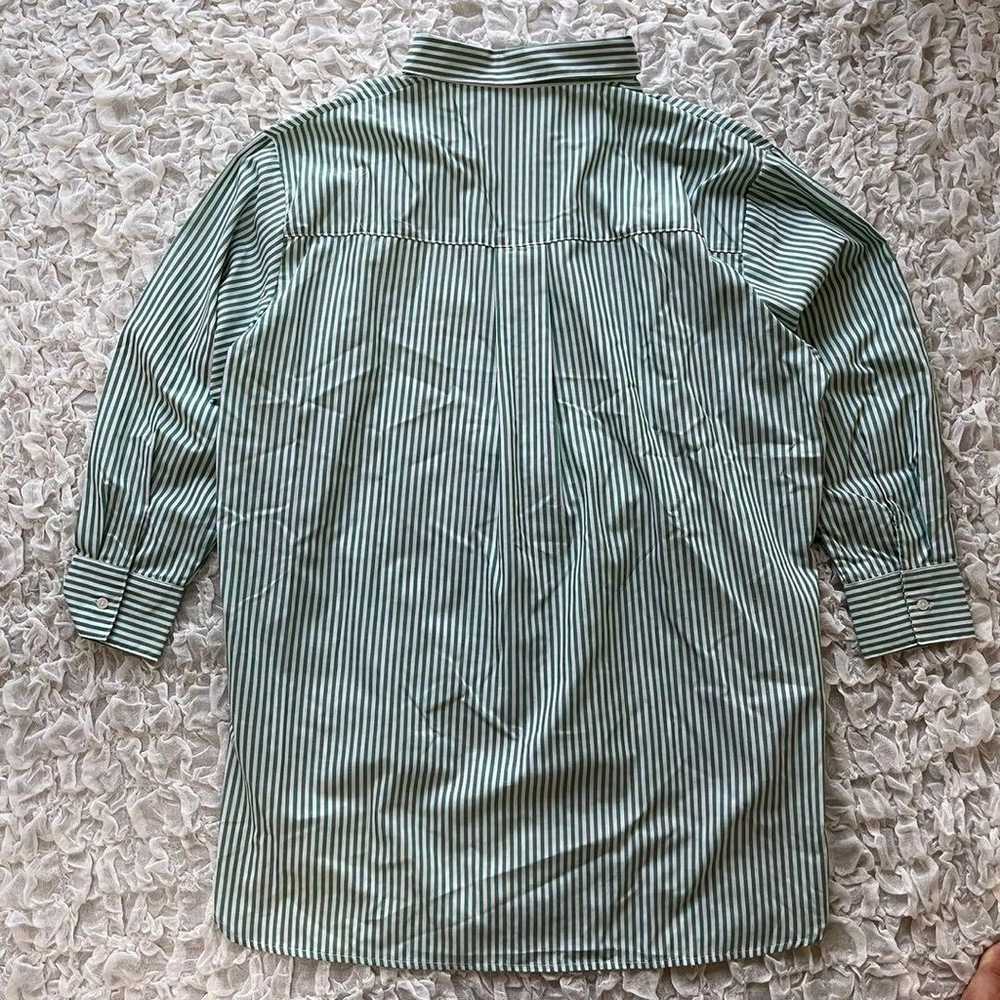 Shimamura Striped Shirt Long Sleeve Green Loose F… - image 10