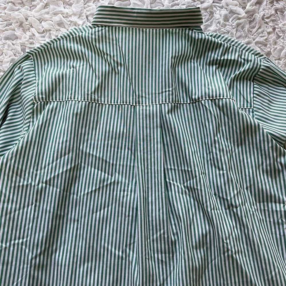 Shimamura Striped Shirt Long Sleeve Green Loose F… - image 11