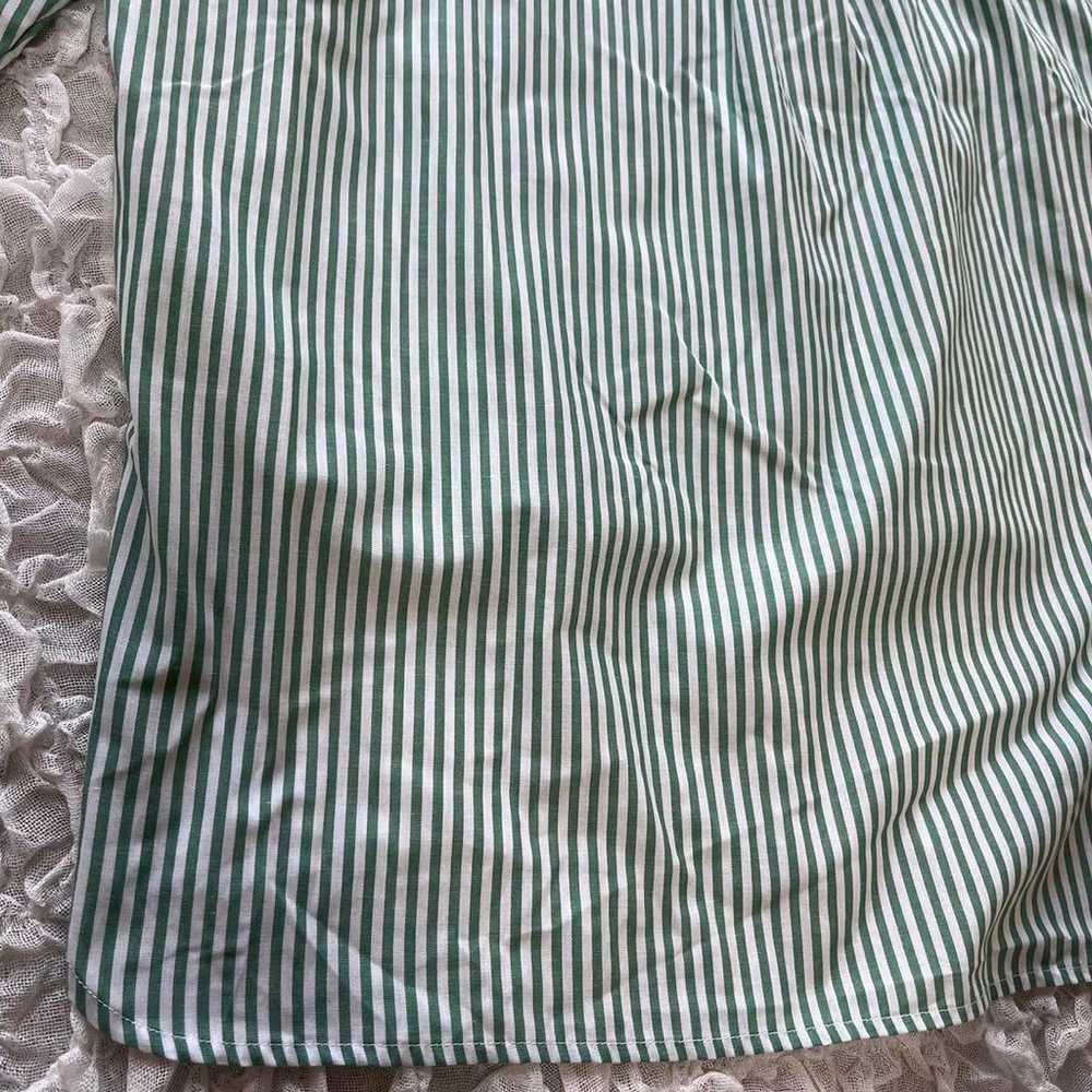 Shimamura Striped Shirt Long Sleeve Green Loose F… - image 12