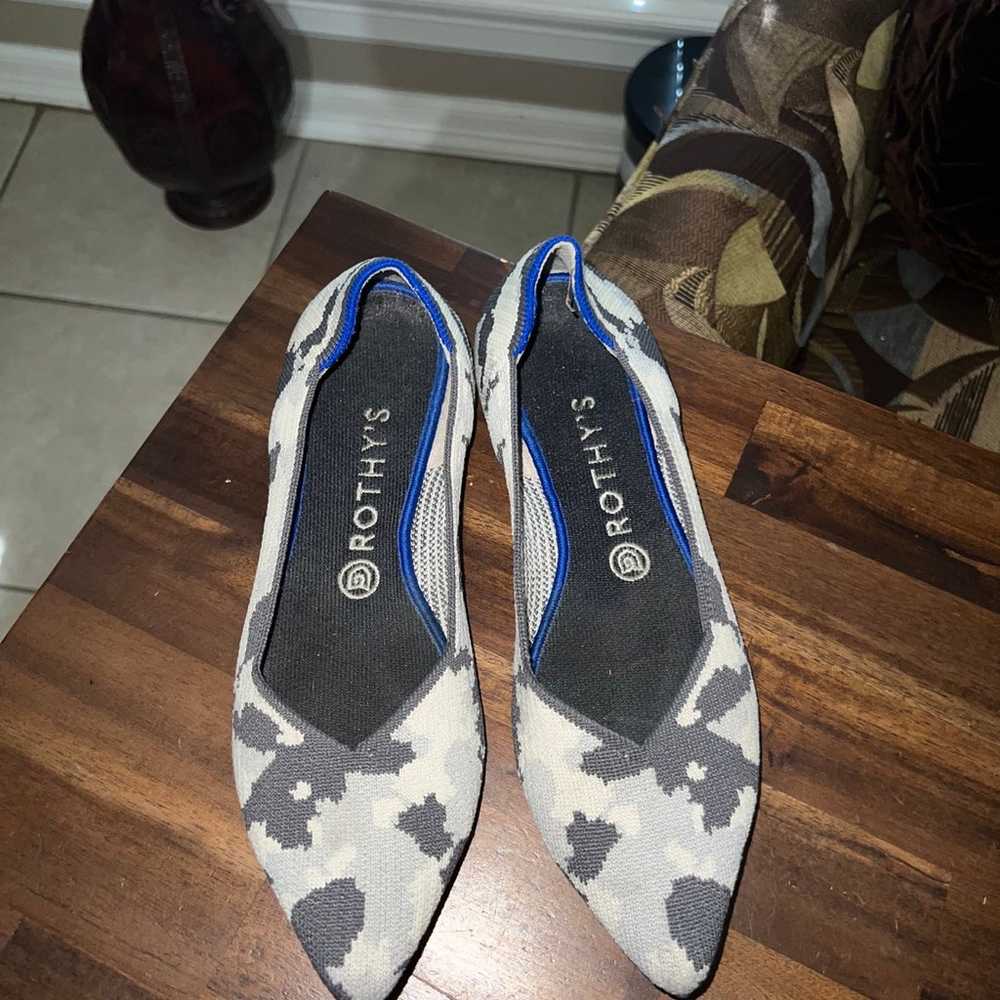 Rothy's The Point Ash Grey Camo Print Flats RARE … - image 2