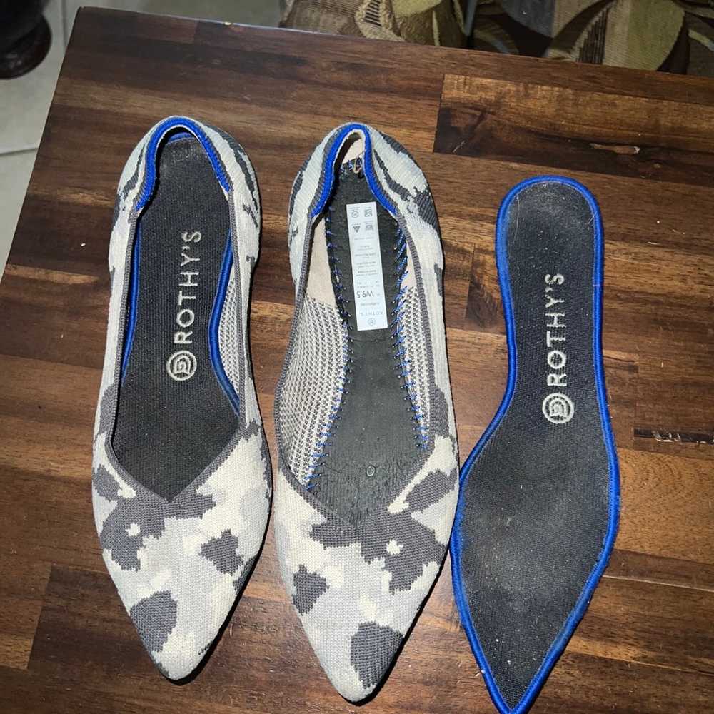 Rothy's The Point Ash Grey Camo Print Flats RARE … - image 8