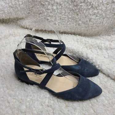 Paul Green Margot Shimmery Navy Blue Leather Criss