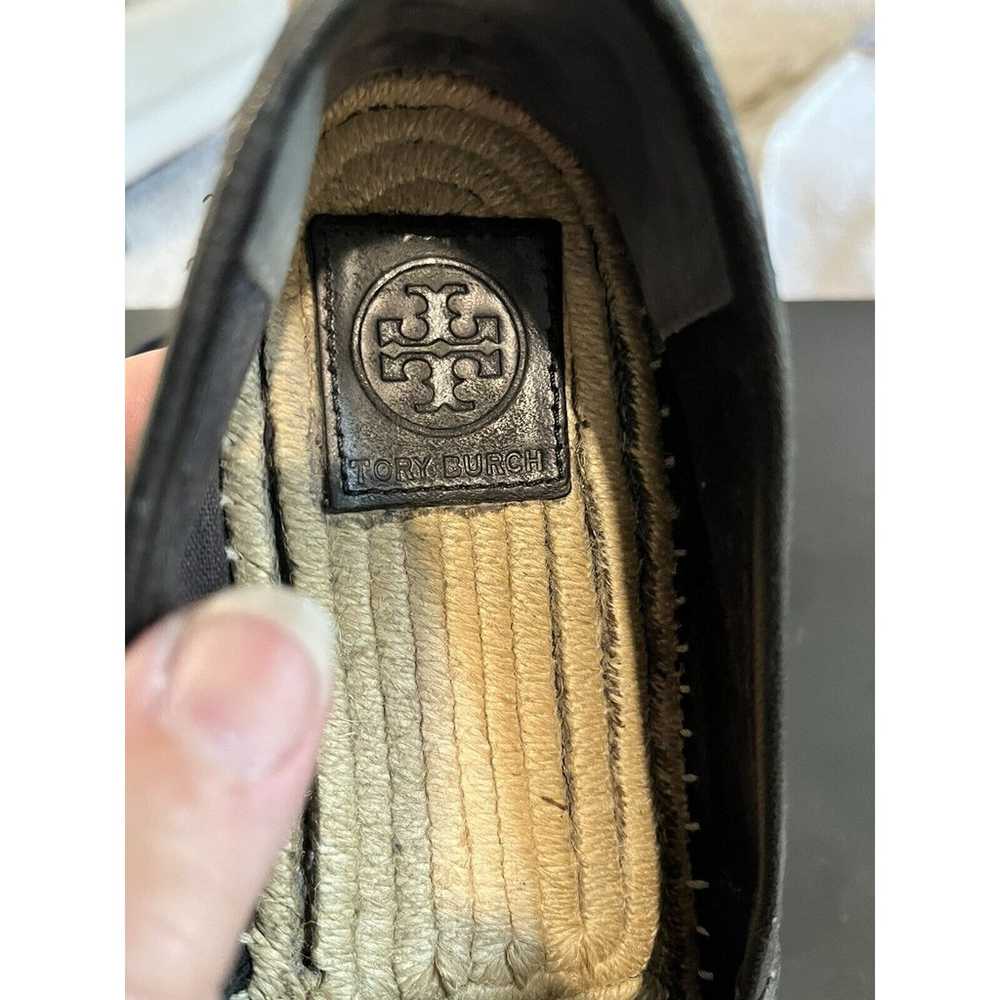 Tory Burch Black Perforated Logo Flat Espadrille … - image 6