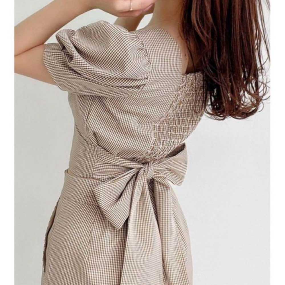 Rizexy Light Mix Back Ribbon Square Blouse Brown … - image 1