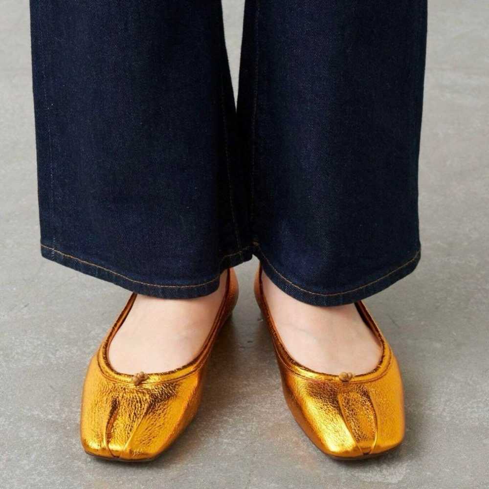 LE TALON GRISE Leather Square Pleated Flats - image 2