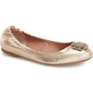 Tory Burch Metallic Rose Gold Melinda Ballet Flats