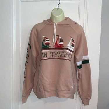 Vtg 80s San Francisco tan hoodie sweatshirt