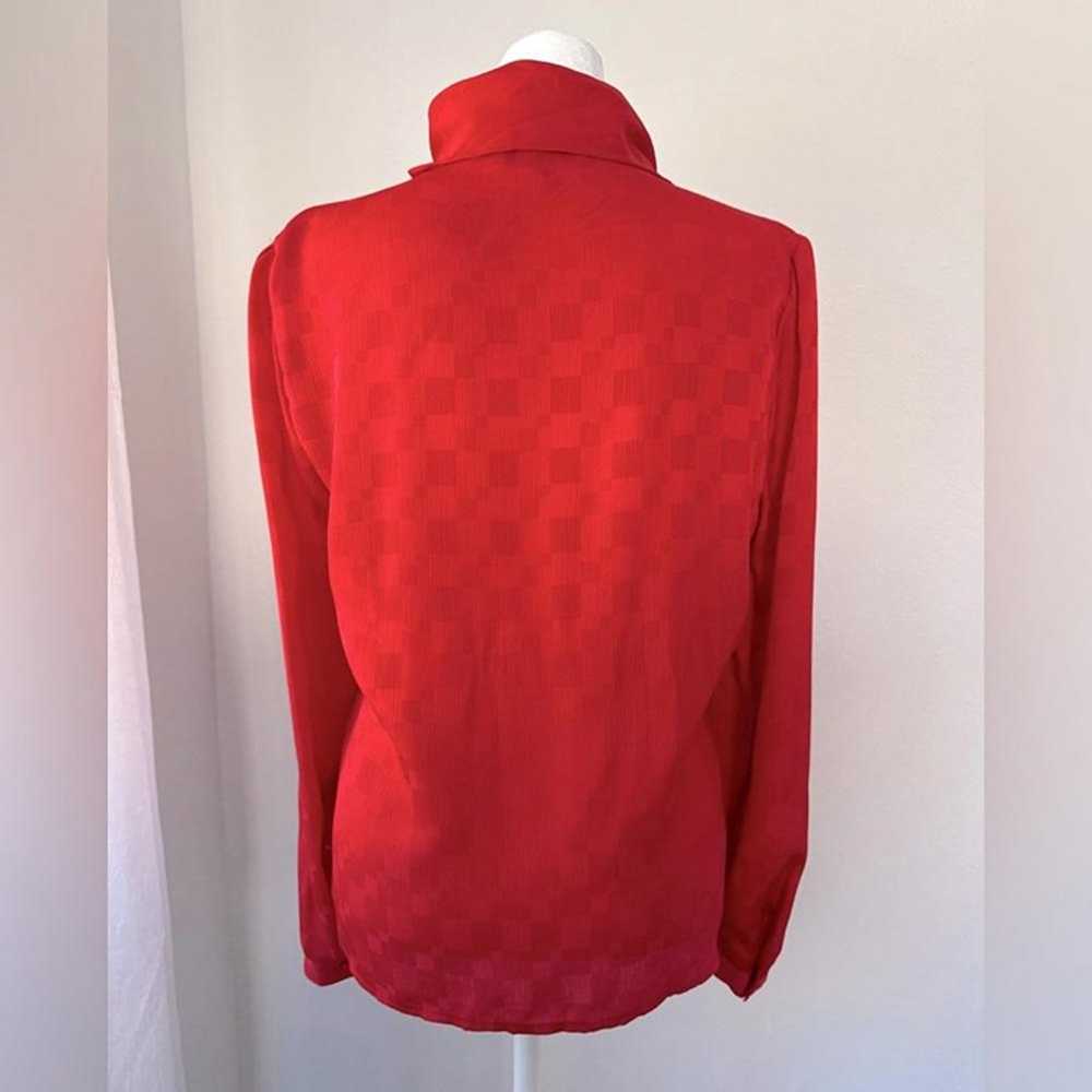 Vintage ‘80s Melrose Red Tie Neck Long Sleeve Blo… - image 6