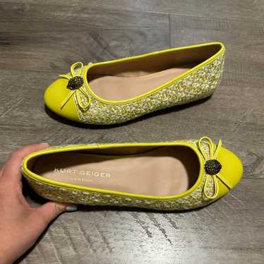 NWOB Kurt Geiger Esme Yellow Tweed Flat EU 39 1/2