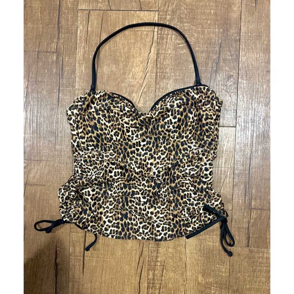 Cheetah vintage rusched tie side halter top - image 1