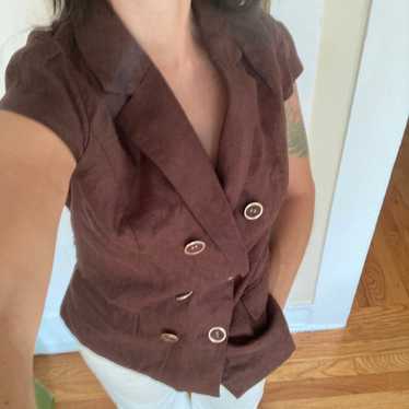 VINTAGE Linen double breasted vest top