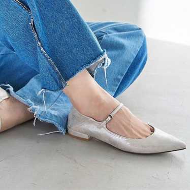 LE TALON Silver Pointed One-Strap Flats 25cm