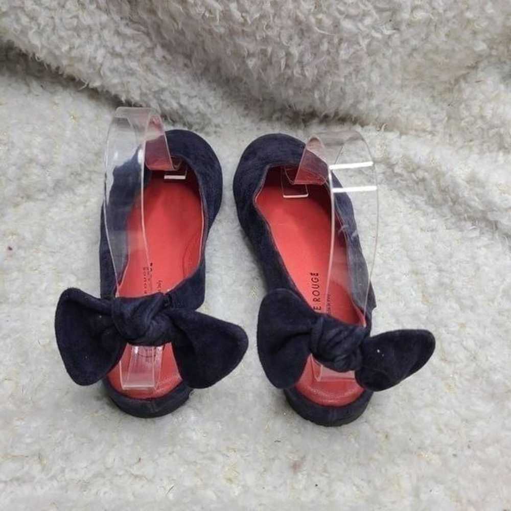 Pas de Rouge Navy Blue Suede Bow Slingback Flats … - image 3