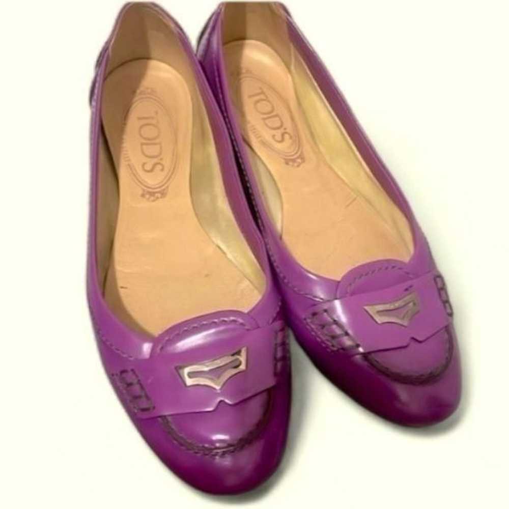 TOD’S Purple Patent Leather Ballet Flats Driving … - image 7