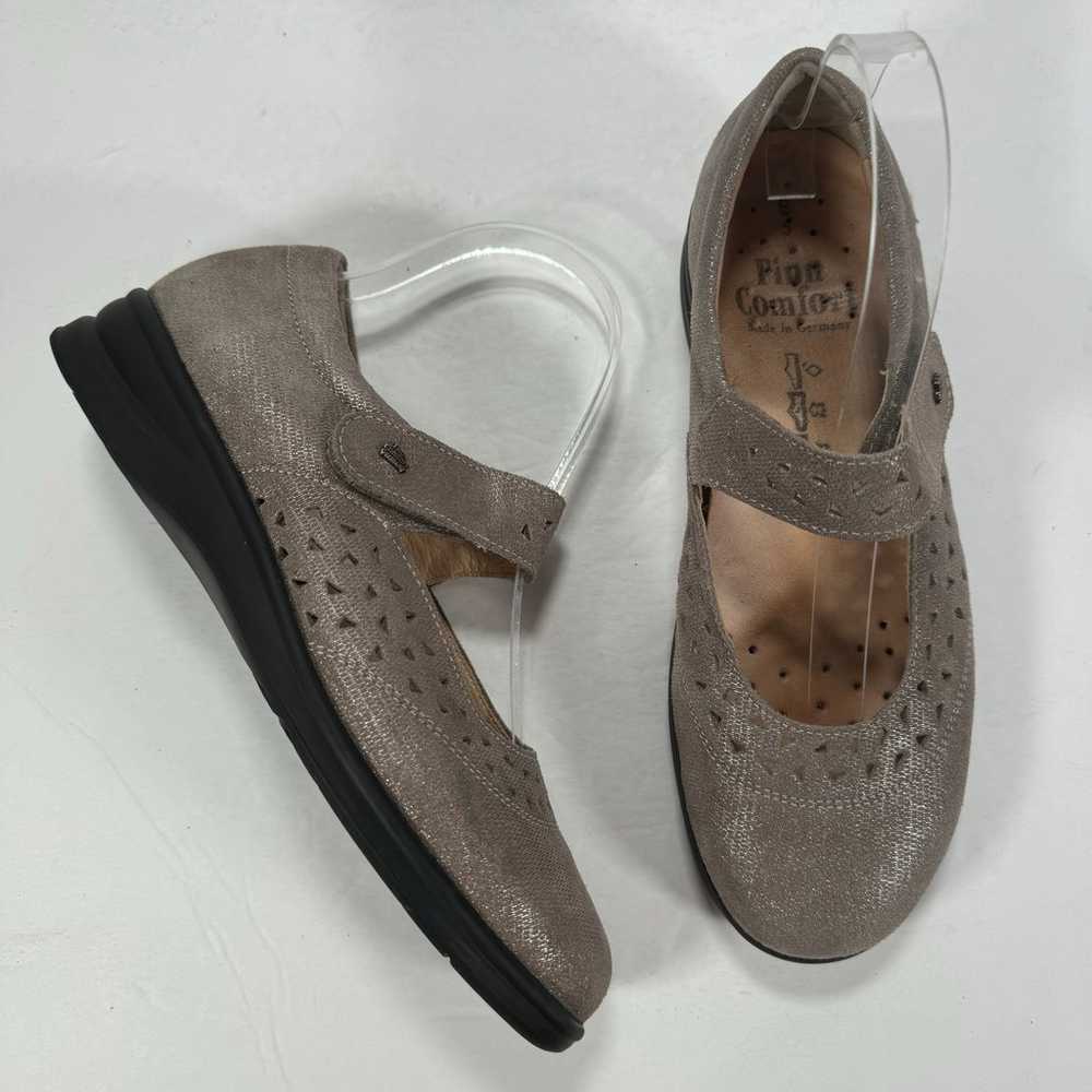 Finn Comfort Anzio Mary Jane Flats Metallic Taupe… - image 1