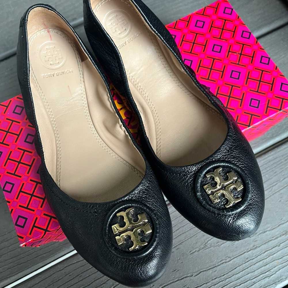 Tory Burch Nappa Leather Allie Black Flat Ballets… - image 10