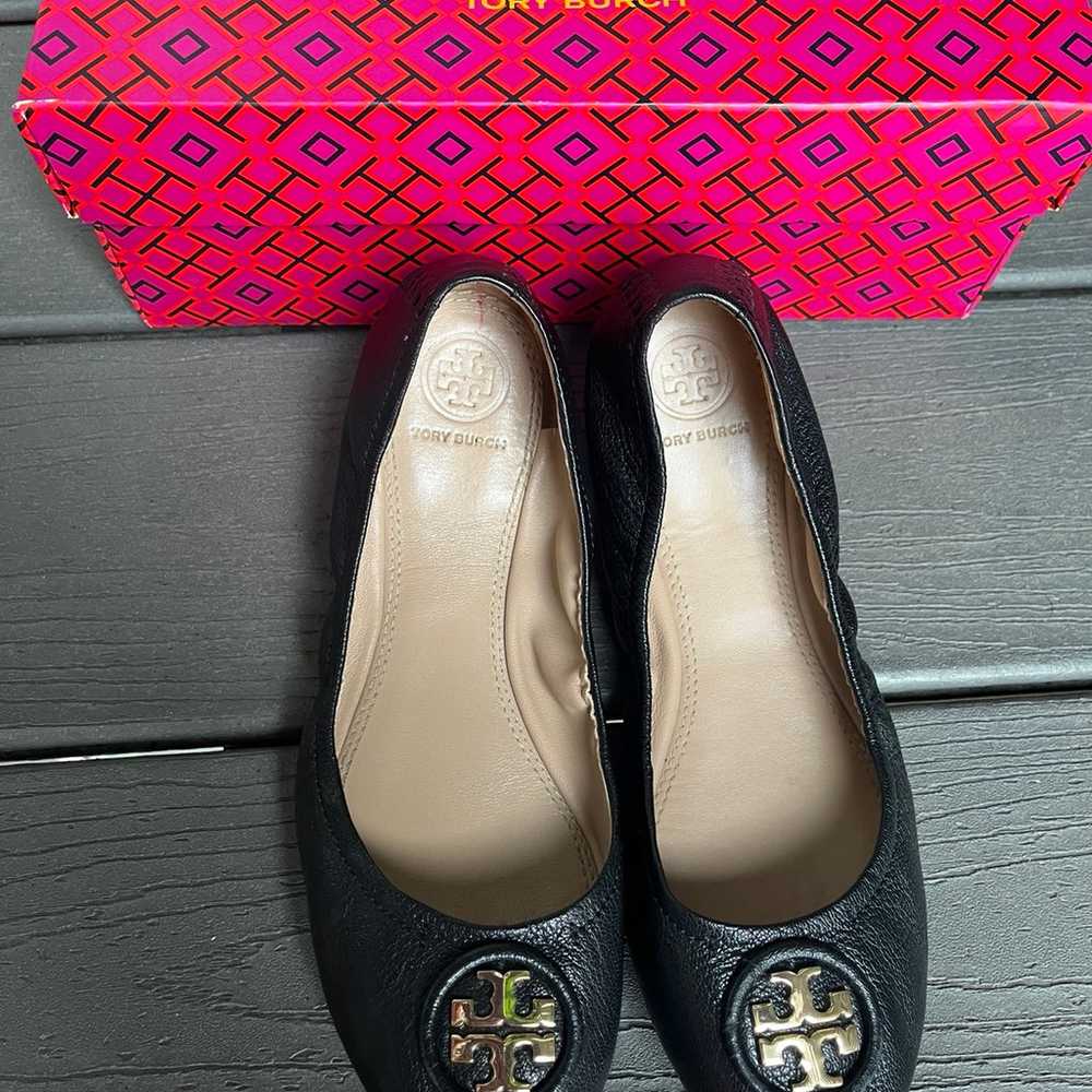 Tory Burch Nappa Leather Allie Black Flat Ballets… - image 11