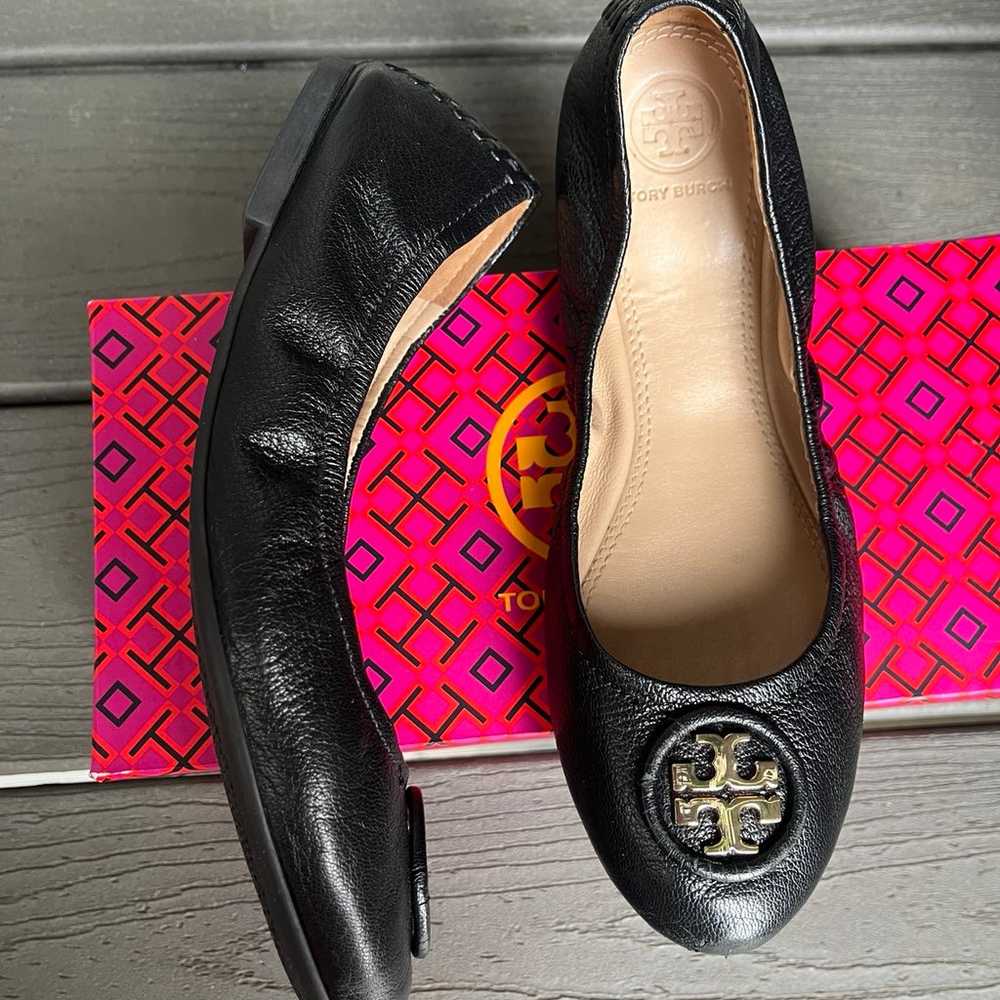 Tory Burch Nappa Leather Allie Black Flat Ballets… - image 8