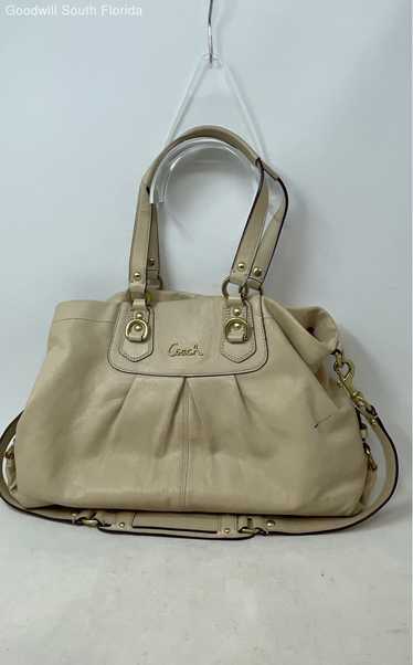 Coach Womens Ashley Beige Leather Shoulder Handbag