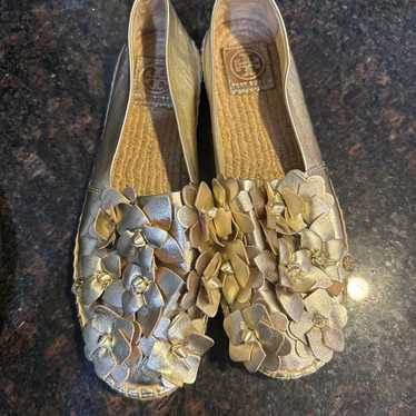 Tory Burch gold espadrilles