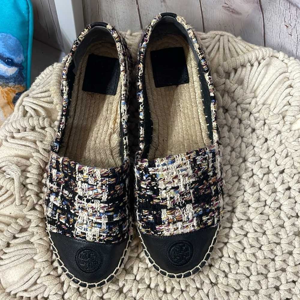 Tory Burch tweed color block slide on espadrilles… - image 2