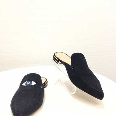 Stuart Weitzman Women Blue Suede Slides, Mules w E