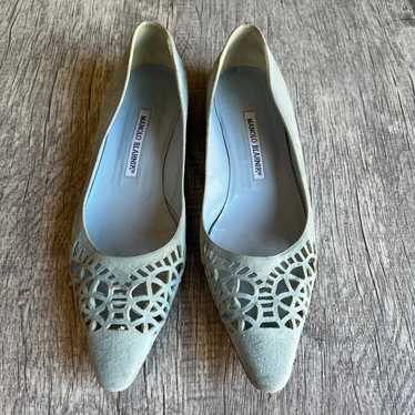 manolo blahnik baby blue flats