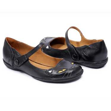 ZPZ Black Cat Women's Leather Flats Shoes Size 8 … - image 1