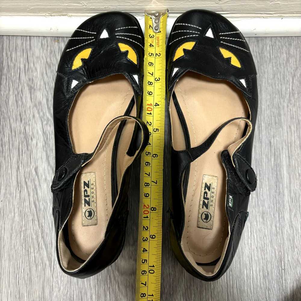 ZPZ Black Cat Women's Leather Flats Shoes Size 8 … - image 8