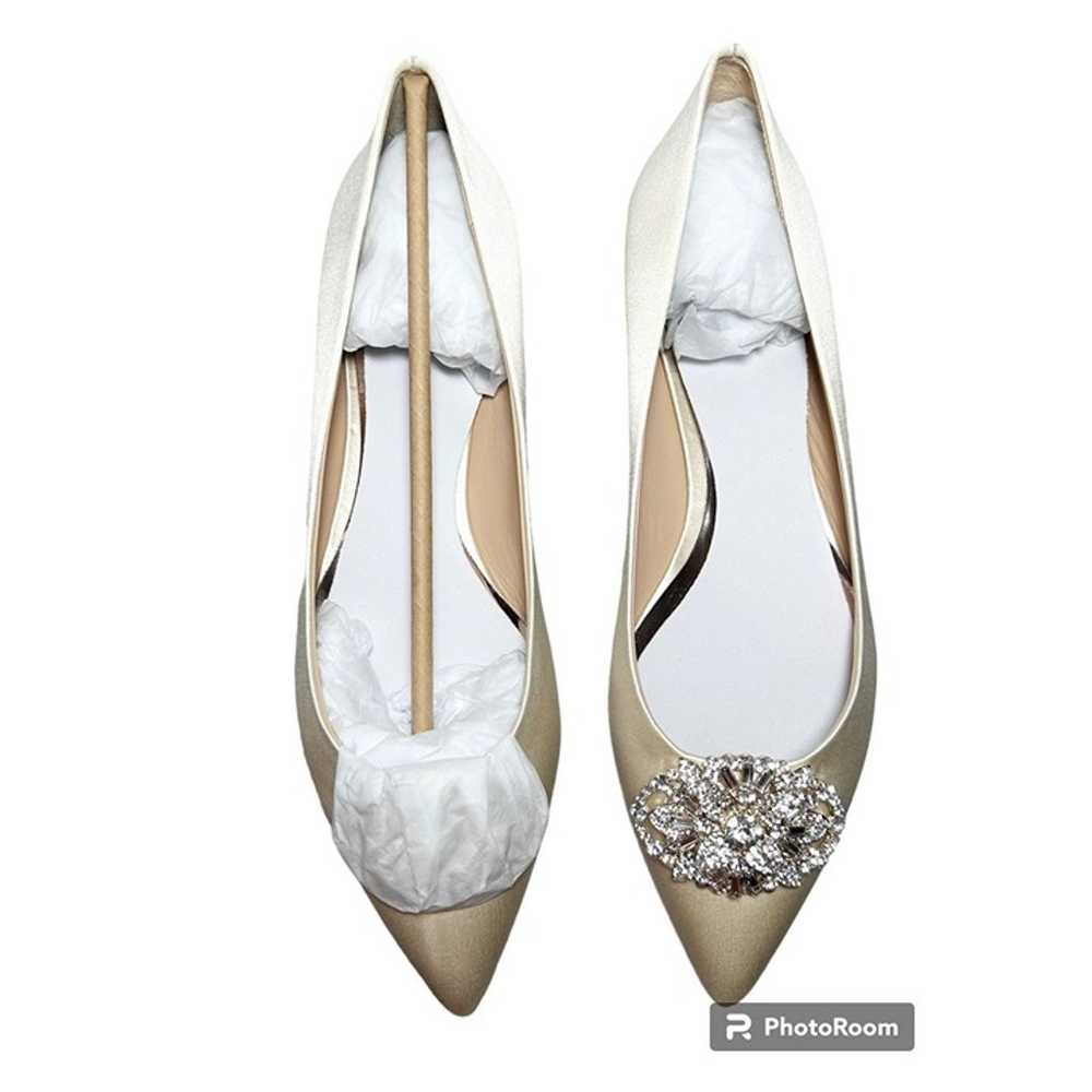 Badgley Mischka Colette Ivory Satin Rhinestone Fl… - image 1