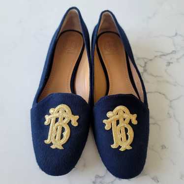 TORY BURCH Navy and Gold Antonia Monogram Loafer … - image 1