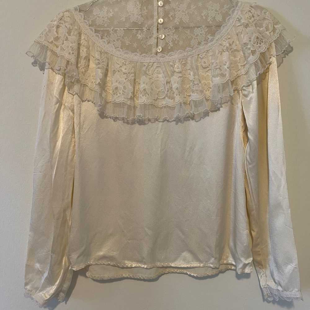 Vintage Gunne Sax by Jessica McClintock Cream Sat… - image 4