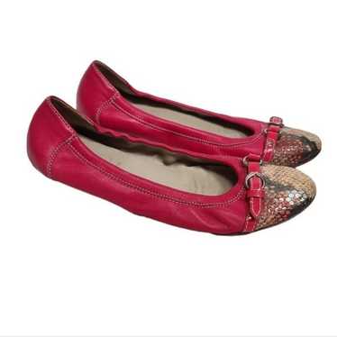 AGL Pink Snakeskin Cap Top Ballerina Flats 39.5 - image 1