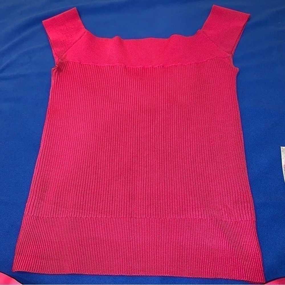 BEBE Vintage Logo Ribbed Tank Top Shirt Pink Red … - image 2