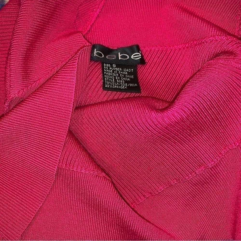 BEBE Vintage Logo Ribbed Tank Top Shirt Pink Red … - image 3