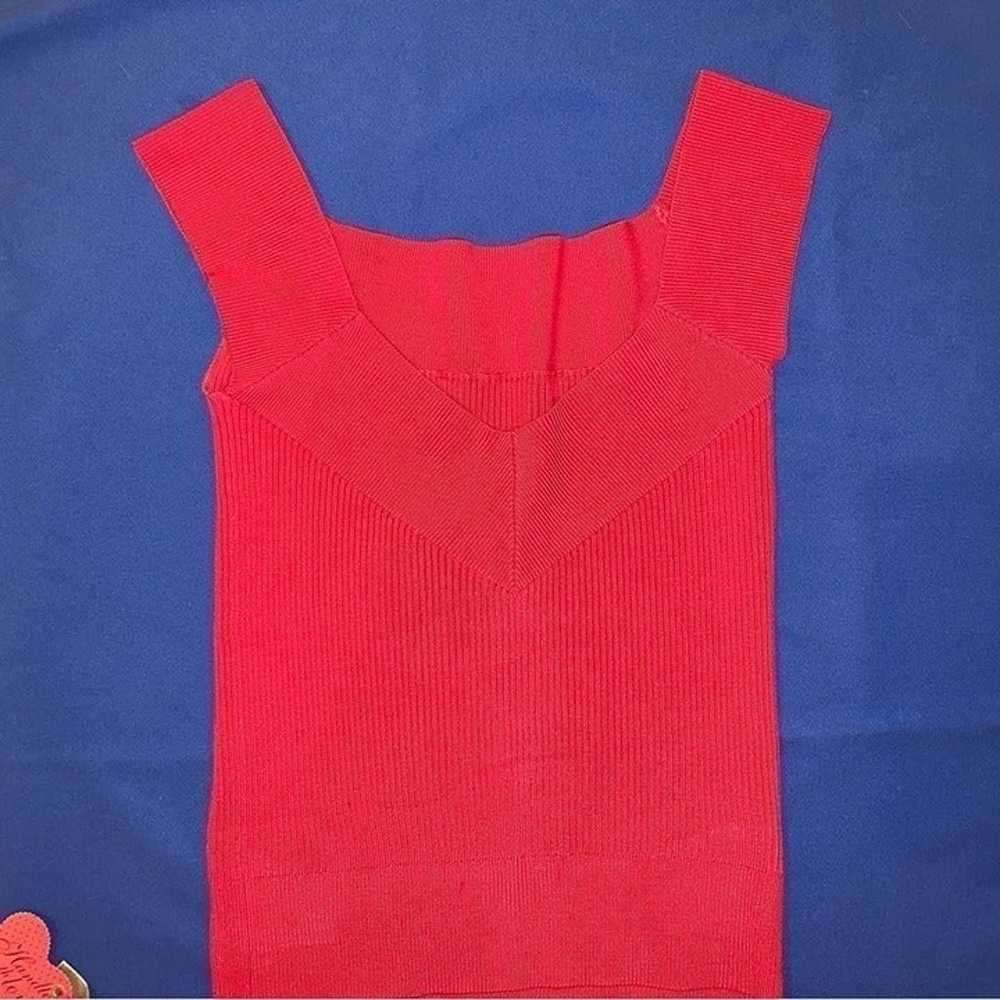 BEBE Vintage Logo Ribbed Tank Top Shirt Pink Red … - image 4