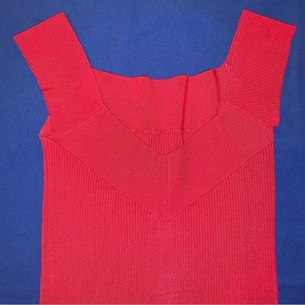 BEBE Vintage Logo Ribbed Tank Top Shirt Pink Red … - image 5