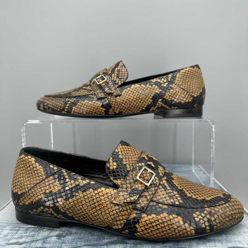 NEW Longchamp Yellow Snake Print Loafers Yellow/B… - image 1