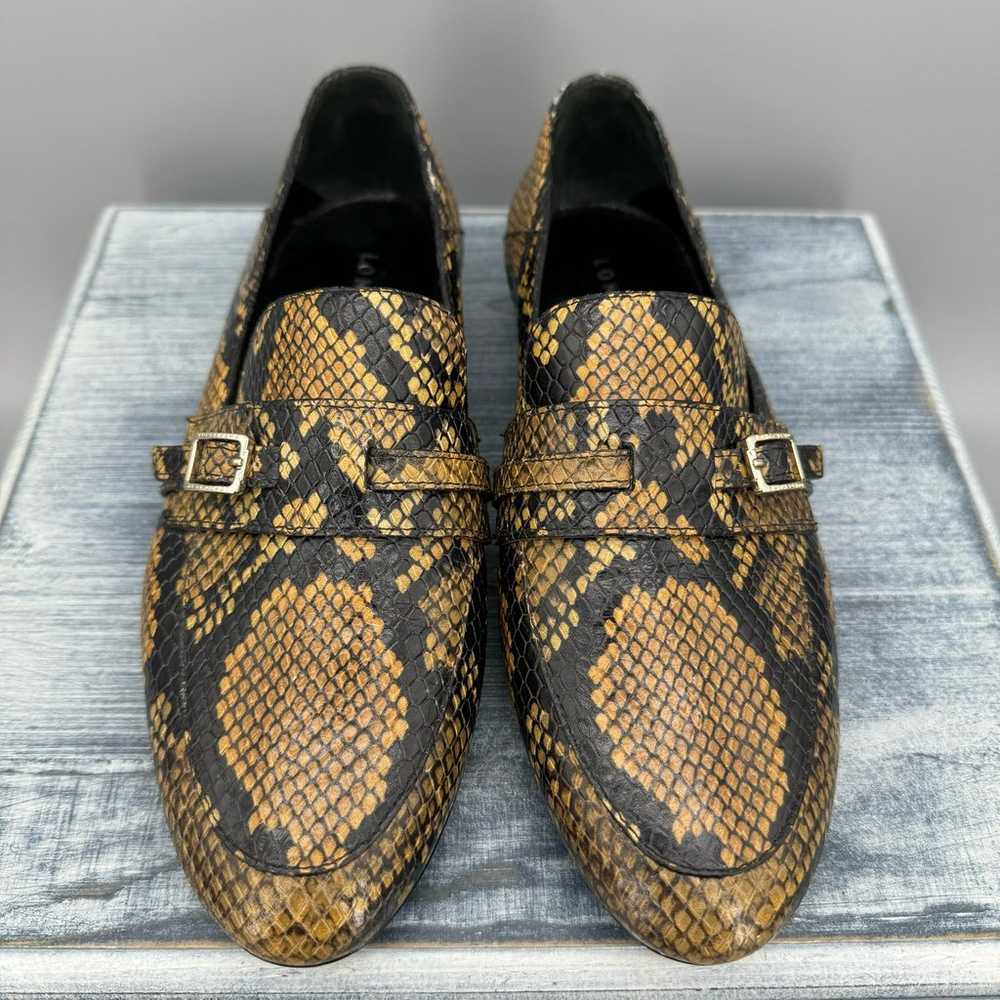 NEW Longchamp Yellow Snake Print Loafers Yellow/B… - image 3