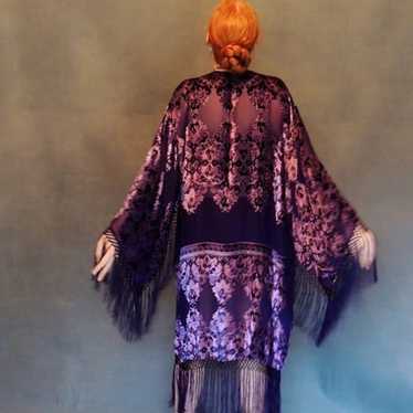 Mystic long silk FRINGE Sheer Kimono Robe - image 1