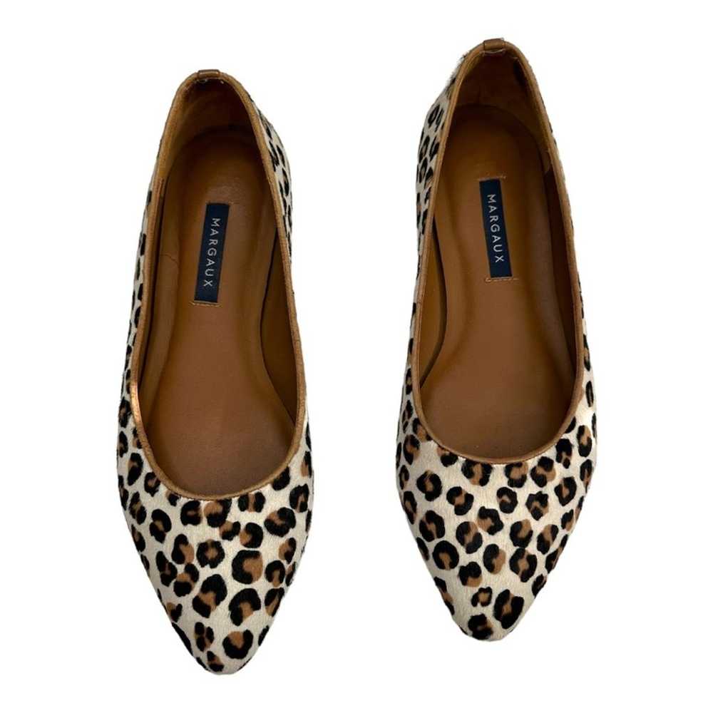 Margaux Leopard Print Calf Hair Pointed Toe Balle… - image 1