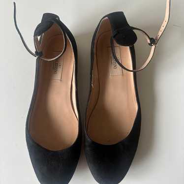 Valentino Garavani Black Suede Ballerina Flats