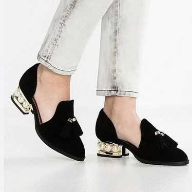 Jeffrey campbell black suede 'civil' pearly heeled