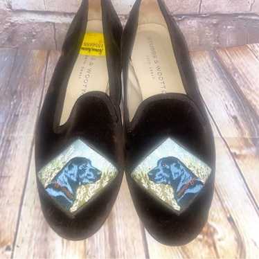 Stubbs and Wootton Suede Embroidered Flats Size 5.