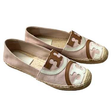 Tory Buch Poppy Canvas Patent Espadrille Flats in… - image 1