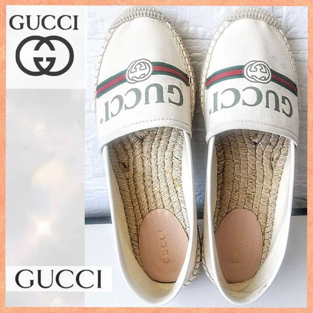 Gucci Espadrille Canvas Flat Shoes size 36.5 - image 2