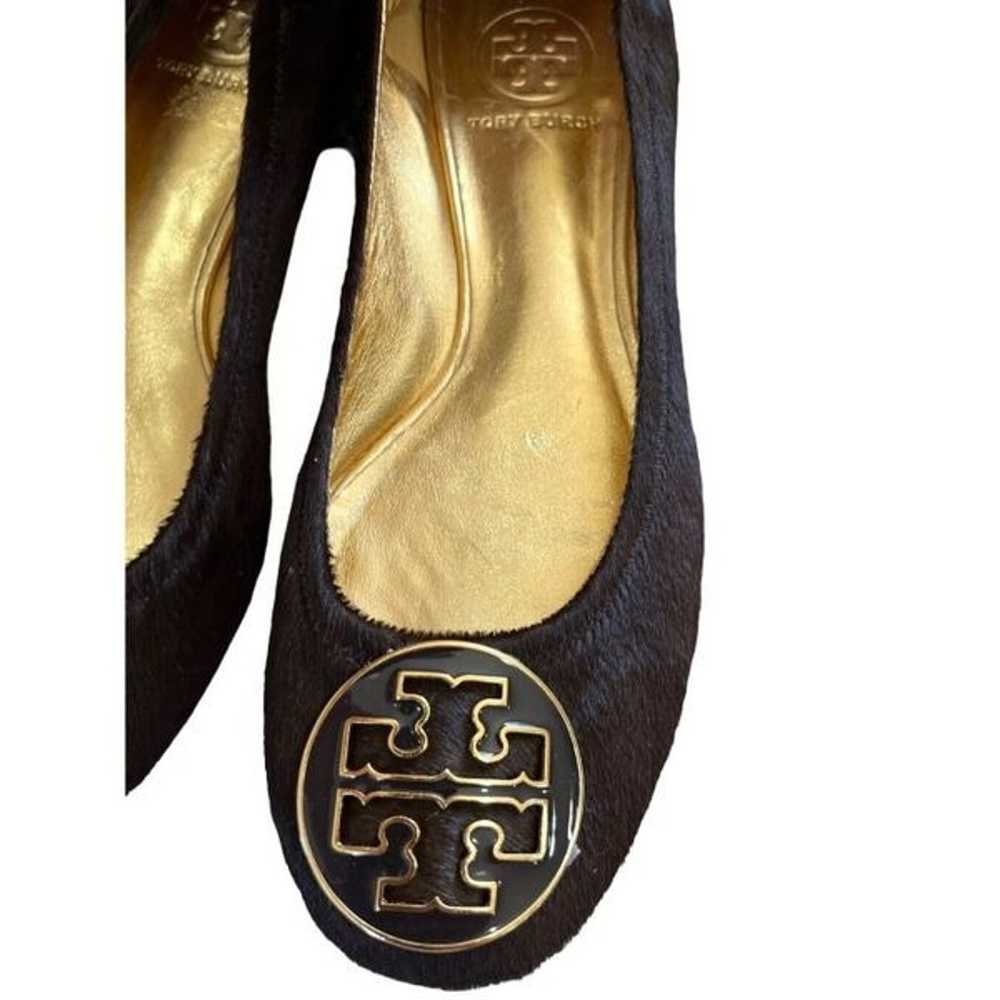 NWOB TORY BURCH Reva Brown Gold Animal Fur Ballet… - image 11